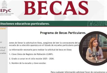 SEPyC entregará becas a alumnos de colegios particulares de Sinaloa