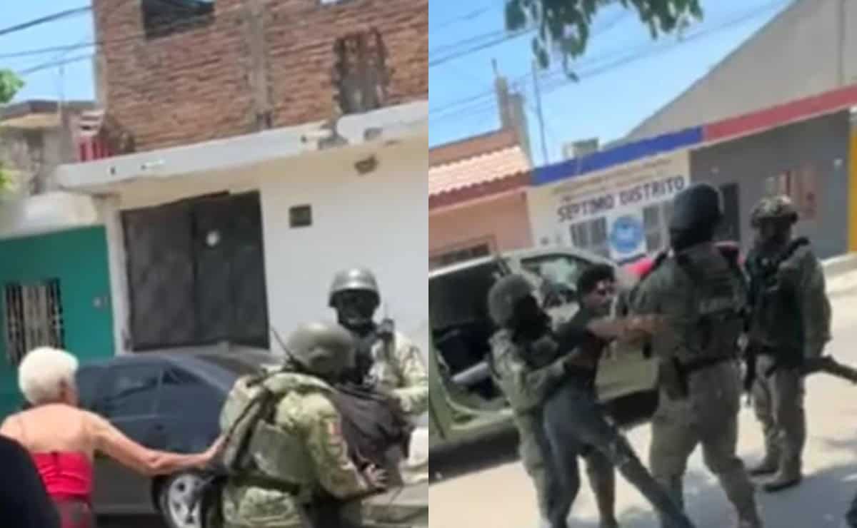 FOTO: Militares detienen a un presunto puntero en Mazatlán; familia pide que no se lo lleven