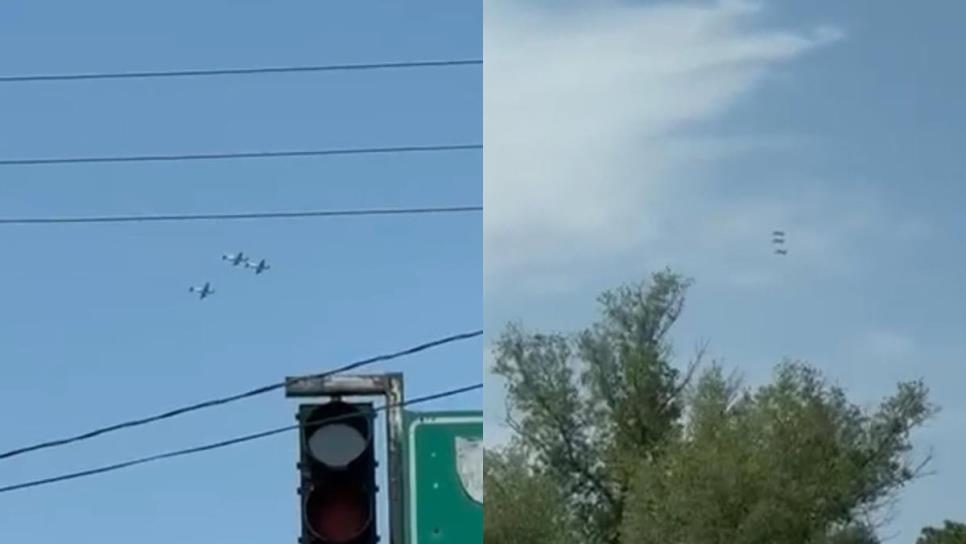 Tres aviones militares sobrevuelan Culiacán, ¿operativo o entrenamiento? Tres aviones militares sobrevuelan Culiacán, ¿operativo o entrenamiento?