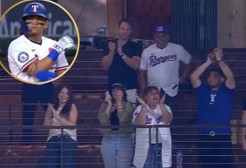 Alejandro Osuna pega su primer hit con los Rangers en Grandes Ligas; así festejó su familia | VIDEO