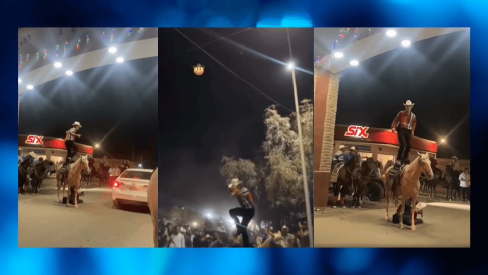 Se viraliza video de joven bailando sobre su caballo en fiestas del Ejido Mochis; lo acusan de maltrato animal Se viraliza video de joven bailando sobre su caballo en fiestas del Ejido Mochis; lo acusan de maltrato animal