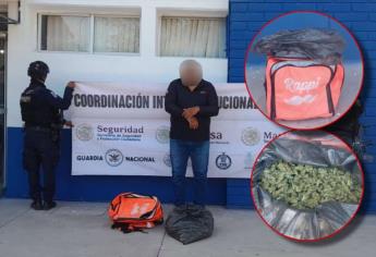 En Culiacán detienen a sujeto que fingía ser repartidor de comida; escondía droga en una mochila de Rappi