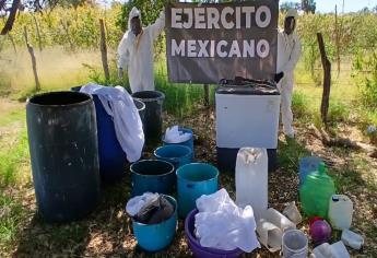 Aseguran 7 áreas de concentración de sustancias y un laboratorio inactivo en Culiacán y Cosalá