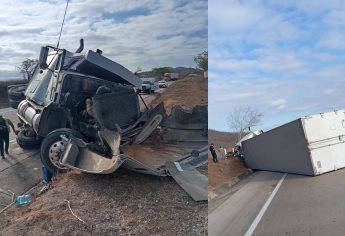 Falla provoca volcadura de tráiler por la carretera Tepic-Mazatlán