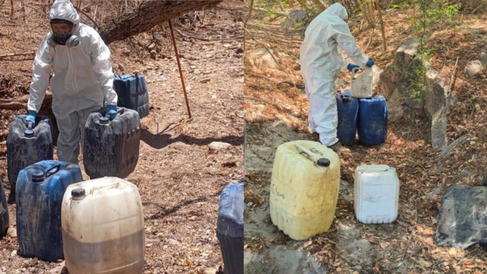 Aseguran 6 áreas de almacenamiento de sustancias químicas para elaborar droga sintética en Culiacán y Cosalá Aseguran 6 áreas de almacenamiento de sustancias químicas para elaborar droga sintética en Culiacán y Cosalá