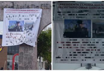 Aparecen mantas en Concordia, El Rosario y Villa Unión dirigidas a Claudia Sheinbaum