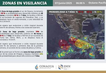 El SMN advierte posible formación de ciclón  Bárbara  en el Océano Pacífico