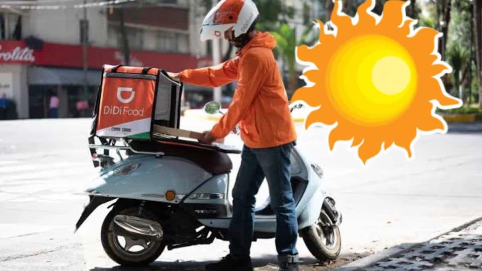 En Culiacán motociclistas de comida rápida así comienzan a protegerse del sol En Culiacán motociclistas de comida rápida así comienzan a protegerse del sol