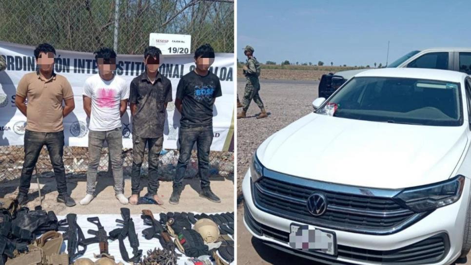 Detienen a cuatro sicarios con Cuernos de Chivo y un vehículo robado en Navolato Detienen a cuatro sicarios con Cuernos de Chivo y un vehículo robado en Navolato