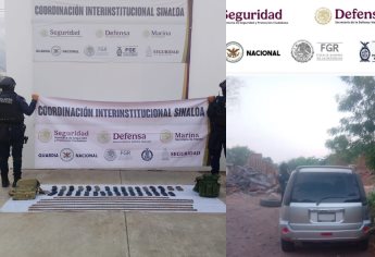 Aseguran cargadores, municiones y vehículos en un operativo en Las Cucas, Culiacán 