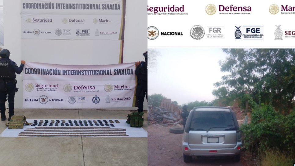 Aseguran cargadores, municiones y vehículos en un operativo en Las Cucas, Culiacán Aseguran cargadores, municiones y vehículos en un operativo en Las Cucas, Culiacán