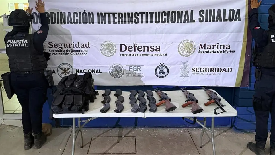 Las armas y el equipo táctico asegurado. (FOTO: Cortesía).