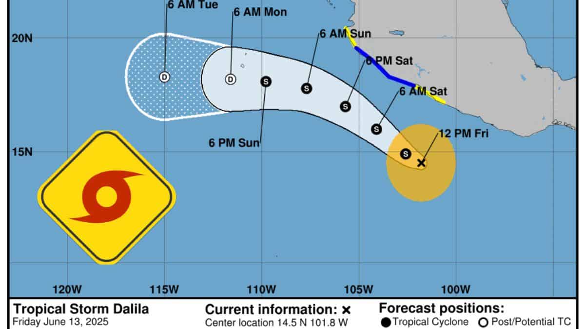 La tormenta tropical Dalila se ha formado en el Océano Pacífico.