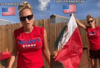 Mujer estadounidense quema la bandera de México: “Por siempre americana” | VIDEO