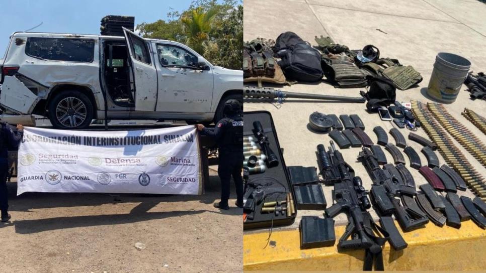 Un antidron, Cuernos de Chivo, un fúsil M4, granadas y lanzagranadas, lo asegurado en Tierra Blanca, Culiacán Un antidron, Cuernos de Chivo, un fúsil M4, granadas y lanzagranadas, lo asegurado en Tierra Blanca, Culiacán