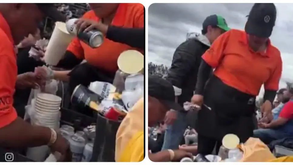 Momento en el que sirven la cerveza. (FOTO: X).