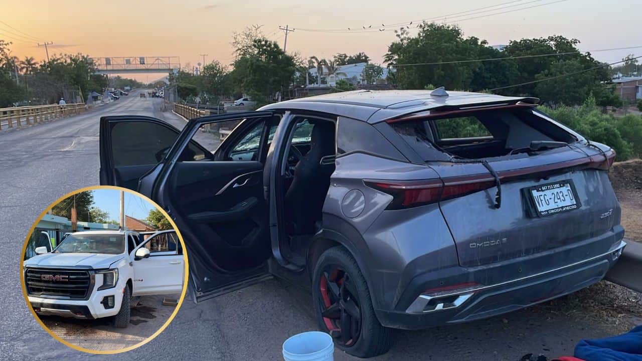 Dos de las unidades que quedaron en la balacera de El Limón de los Ramos. FOTO: Luz Noticias.