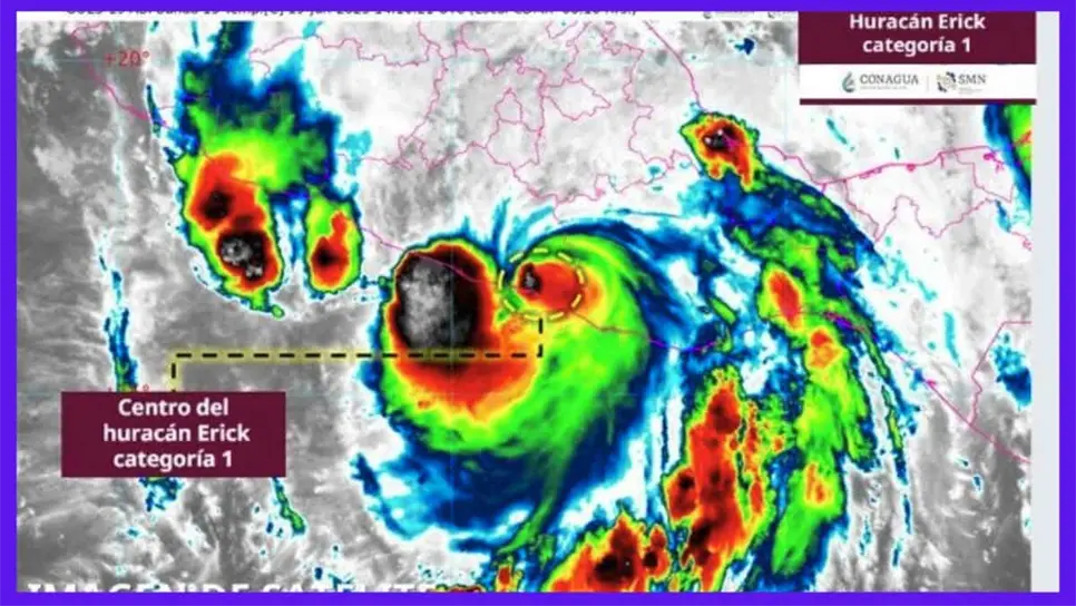 Huracán Erick en Oaxaca. FOTO: SMN