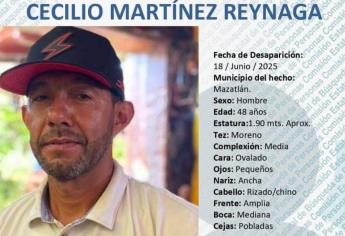 Buscan a Cecilio Martínez Reynosa; desaparecido en Villa Unión, Mazatlán