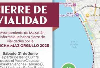 Estas calles cerrarán en Mazatlán este sábado por marcha Más Orgullo 2025