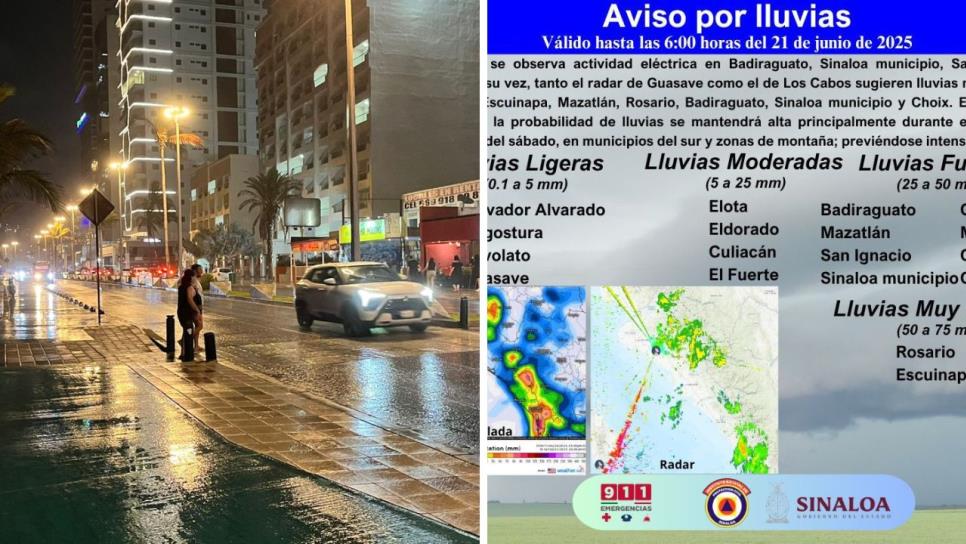 Lluvias en Mazatlán aligeran el calor; se esperan más precipitaciones hasta la mañana del sábado por el Monzón Mexicano