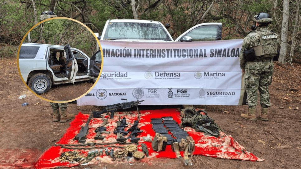 Secretaría de Marina decomisa vehículos blindados y armamento en San Ignacio Secretaría de Marina decomisa vehículos blindados y armamento en San Ignacio