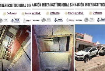 Tras la ejecución de órdenes de cateo en dos inmuebles en Culiacán, Grupo Interinstitucional asegura vehículos y armamento