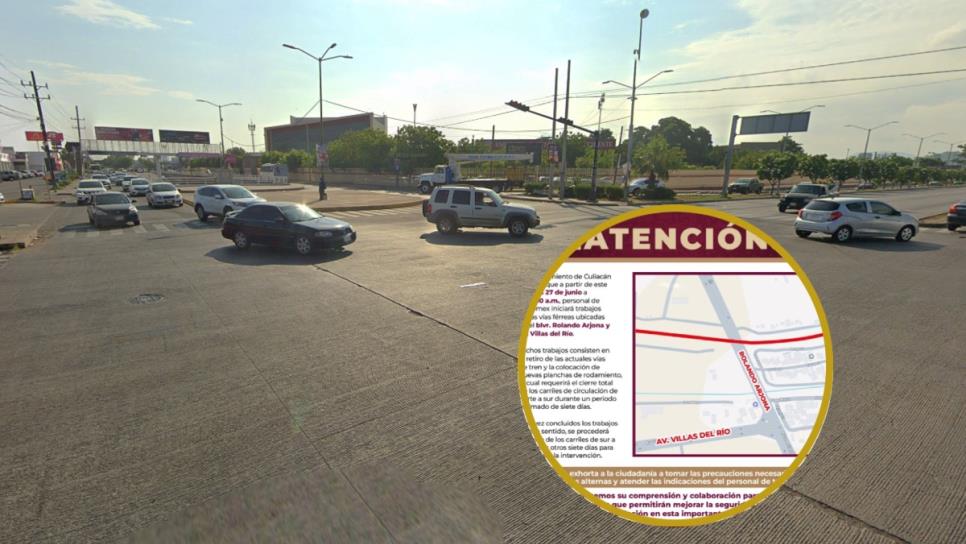 Cierran el cruce del bulevar Arjona y Lola Beltrán este viernes 27 de junio, en Culiacán Cierran el cruce del bulevar Arjona y Lola Beltrán este viernes 27 de junio, en Culiacán