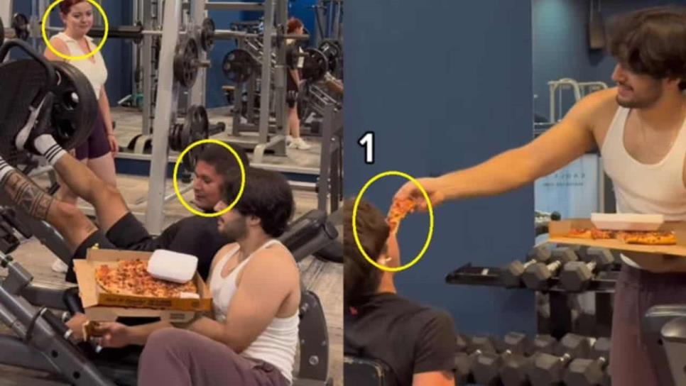Influencer lleva pizza al gimnasio y causa antojo masivo | VIDEO
