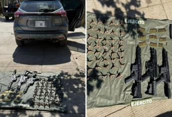 Elementos militares en Culiacán aseguran una camioneta robada, armamento y "ponchallantas"