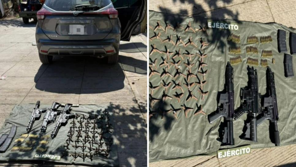 Elementos militares en Culiacán aseguran una camioneta robada, armamento y "ponchallantas" Elementos militares en Culiacán aseguran una camioneta robada, armamento y "ponchallantas"