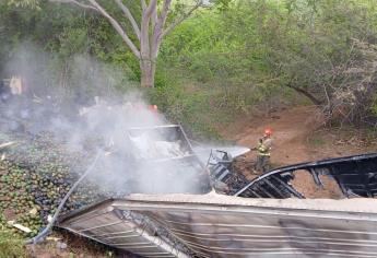 Conductor de tráiler muere tras accidentarse por la autopista Tepic-Mazatlán este domingo