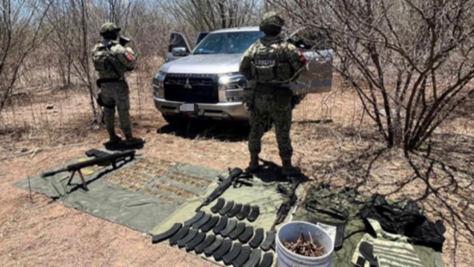 Aseguran camioneta robada y armamento en Estación Obispo, en Culiacán Aseguran camioneta robada y armamento en Estación Obispo, en Culiacán