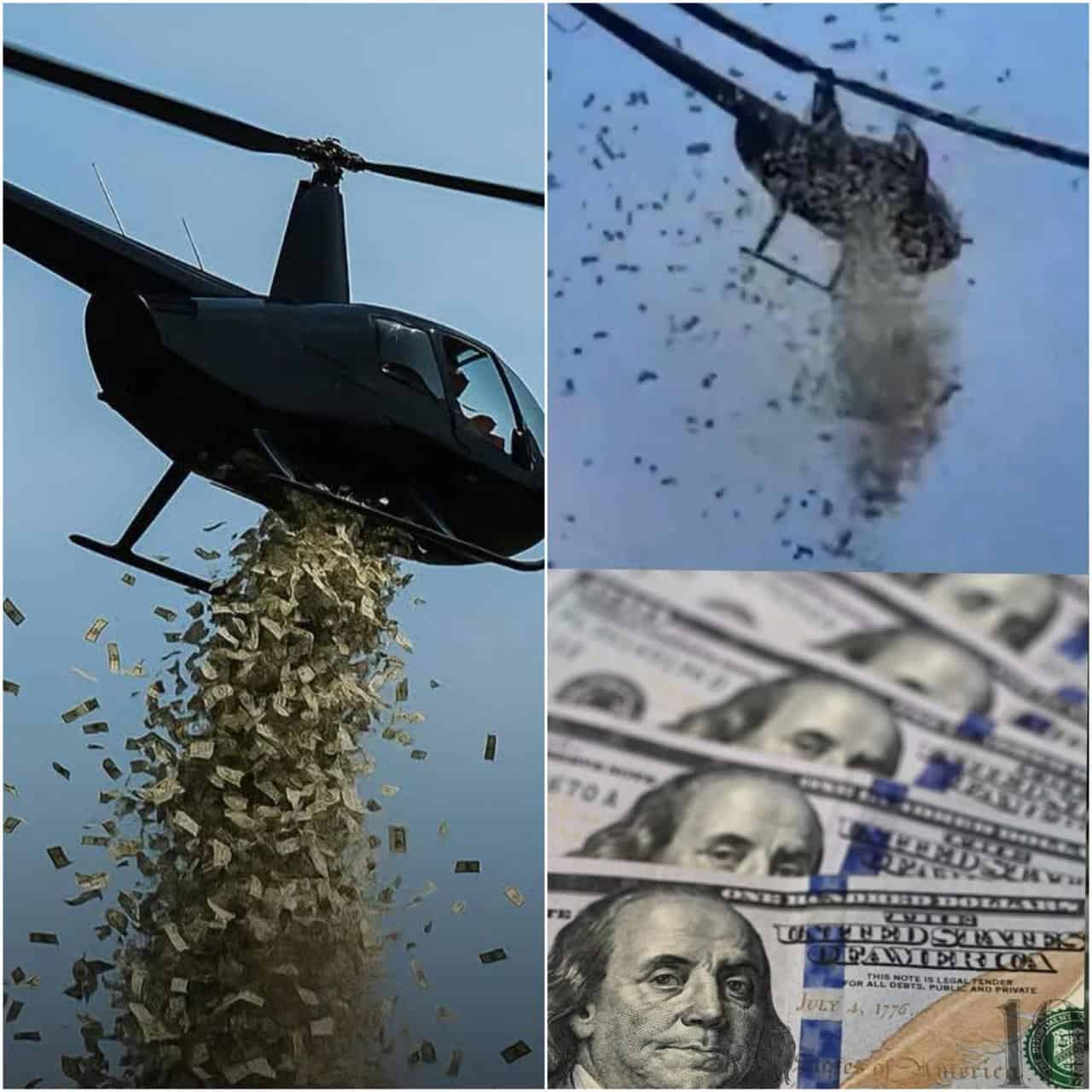 Helicóptero lanza miles de dólares en EU; fue la última voluntad de un empresario
