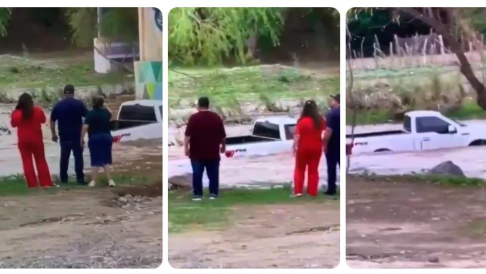 Crece río Choix en El Vado y se lleva una camioneta | VIDEO