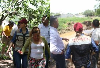 Estrella Palacios supervisa zonas bajas por lluvias en Mazatlán de este jueves