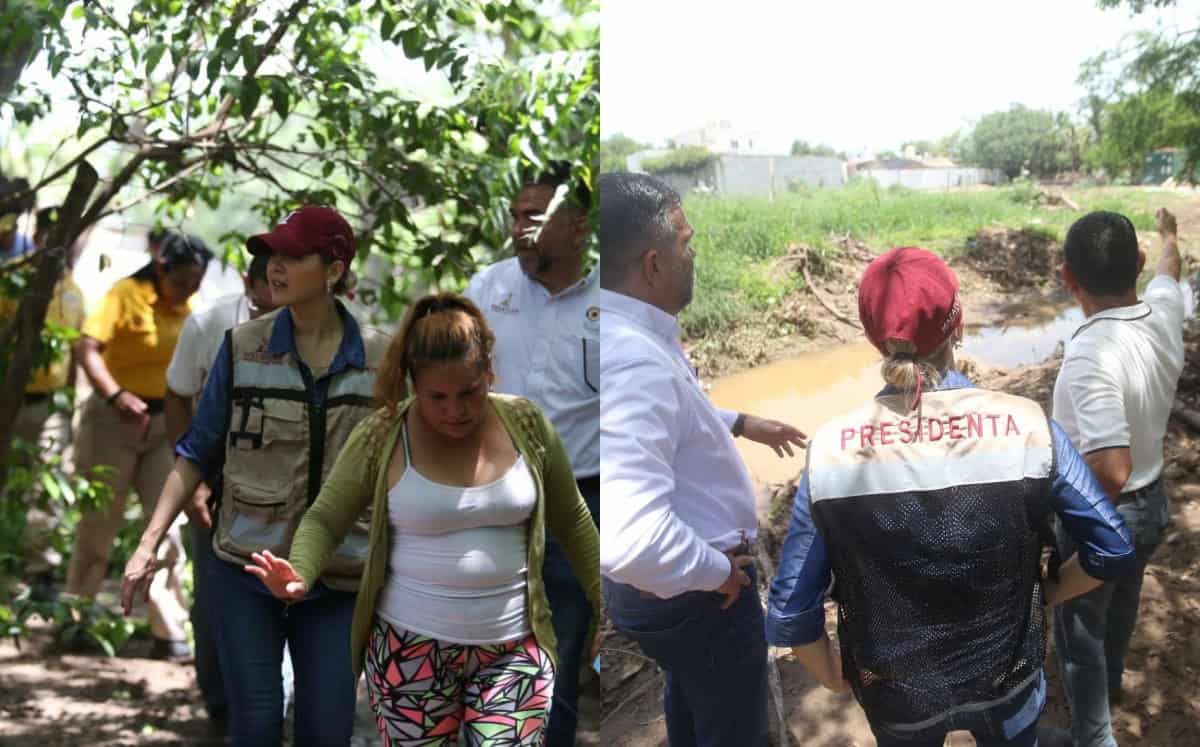 FOTO: Estrella Palacios supervisa zonas bajas por lluvias en Mazatlán de este jueves