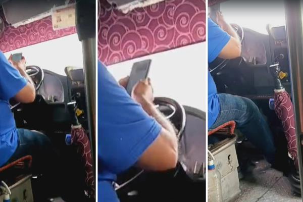 Captan a chófer de la ruta Peni en Culiacán utilizando el celular mientras maneja