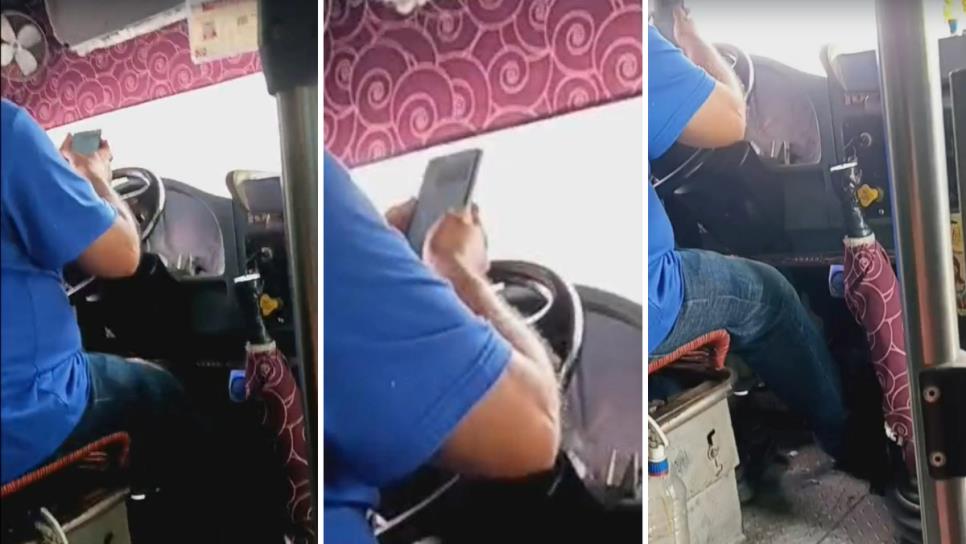 Captan a chófer de la ruta Peni en Culiacán utilizando el celular mientras maneja Captan a chófer de la ruta Peni en Culiacán utilizando el celular mientras maneja