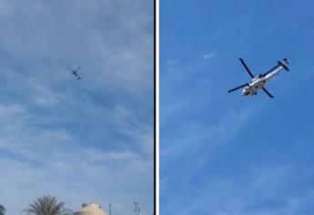 Helicóptero militar sobrevuela a baja altura Mazatlán