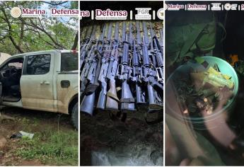 Aseguran vehículos blindados, 35 explosivos, 14 rifles y lanzagranadas en Cosalá