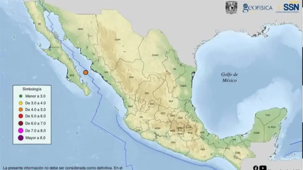 El Servicio Sismológico Nacional informó sobre el sismo. (FOTO: SSN).