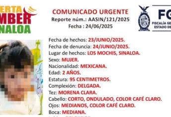 Tras dos semanas de ser sustraída de una casa encuentran a la niña Amanda Isabella de Los Mochis