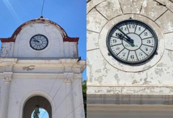 Reloj francés con más de 100 años, símbolo de la Villa de Ahome, permanece abandonado