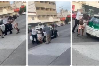 Mujer y taxista pelean a cachetadas en pleno sector Centro de Los Mochis