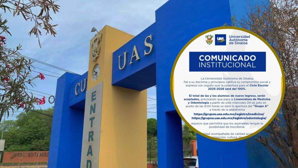 UAS: Todos los alumnos de nuevo ingreso serán aceptados; Medicina inicia apertura del grupo A UAS: Todos los alumnos de nuevo ingreso serán aceptados; Medicina inicia apertura del grupo A