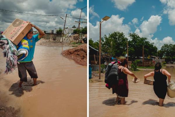 DIF Sinaloa lleva ayuda a familias afectadas por lluvias en Valle del Cardenal, en Culiacán