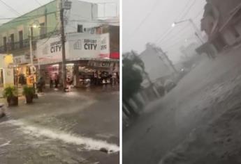 Tormenta con lluvias torrenciales golpea Culiacán; reportan arroyos crecidos y riesgo por tromba