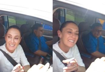 Claudia Sheinbaum llega a Culiacán y decenas de culichis la reciben con la tambora