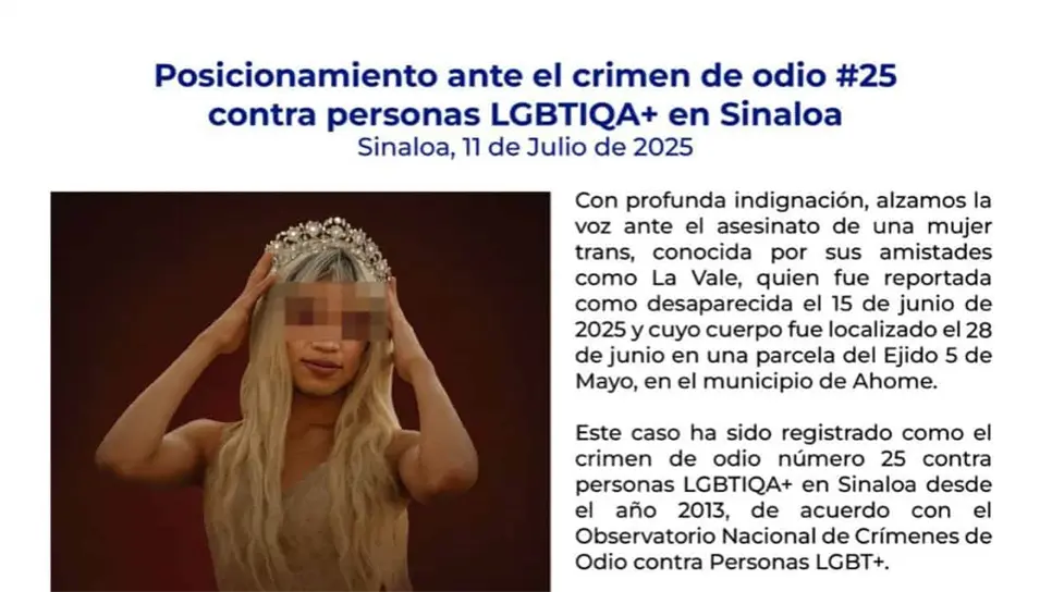 El cuerpo de “La Vale” fue localizado el pasado 28 de junio en una parcela agrícola del ejido 5 de Mayo. FOTO: Luz Noticias.